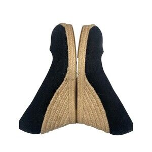 J.Crew Seville Espadrille Wedges Womens Size 10.5 Black Slip On Shoes